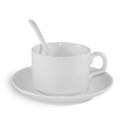 White cup with saucer and teaspoon A+ Sublimation Thermal Transfer
